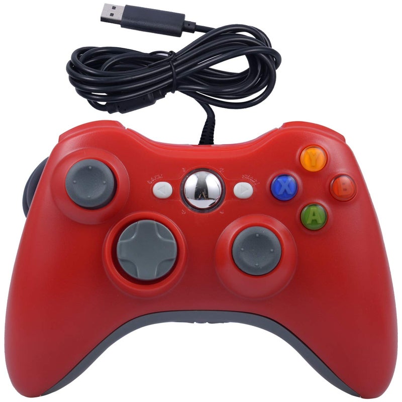 ONE250 USB Wired Game Pad Controller, Compatible with Xbox 360, Xbox 360 Slim, Windows PC - Replacement USB Wired Gamepad (Red) - Image 1